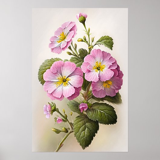 Pink Primrose Blume Art Print Poster