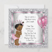 Pink Princess African American Baby Dusche Einladung (Rückseite)