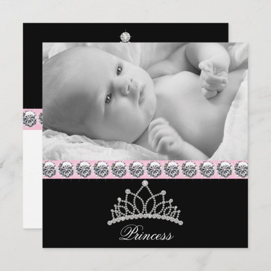 Pink Princess Baby Birth Ankündigungen (Vorne/Hinten)