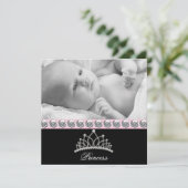 Pink Princess Baby Birth Ankündigungen (Stehend Vorderseite)