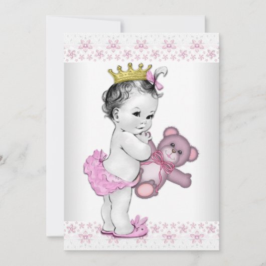 Pink Princess Baby Dusche Einladung (Vorderseite)