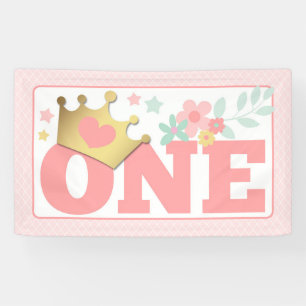 Pink Princess Baby Girl First Birthday Party EIN Banner