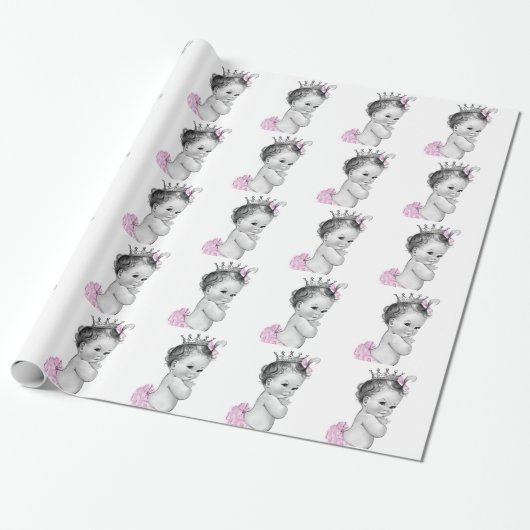 Pink Princess Baby Girl Wrapping Paper Geschenkpapier (Ungerollt)