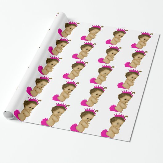 Pink Princess Baby Girl Wrapping Paper Geschenkpapier (Ungerollt)