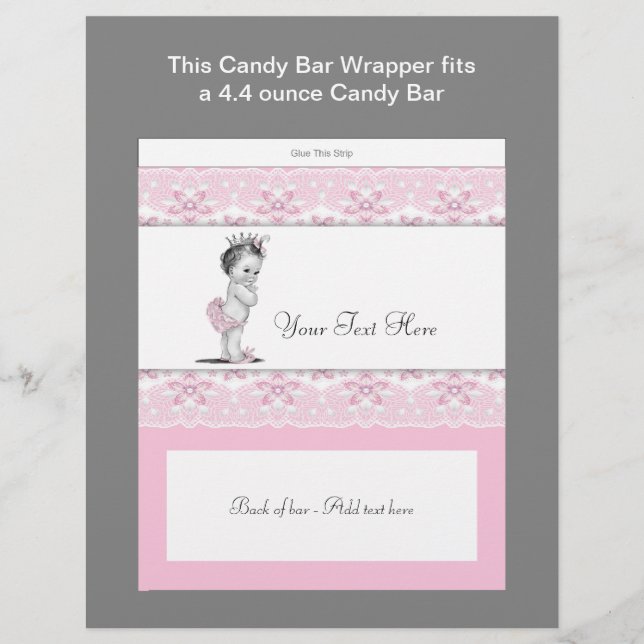 Pink Princess Baby Showküche Bar Wrapper (Vorderseite)