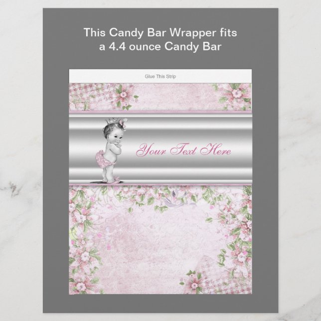 Pink Princess Baby Showküche Bar Wrapper (Vorderseite)
