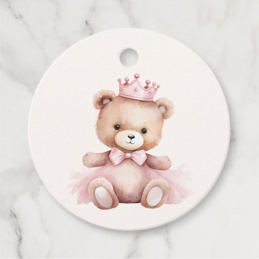 Pink Princess Bear Baby Dusche Danke Geschenkanhänger (Vorderseite)