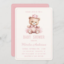 Pink Princess Bear Baby Girl Babydusche