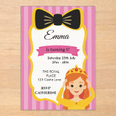 Pink Princess Birthday Invite | Zazzlemade Acryleinladungen (Vorderseite)