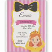 Pink Princess Birthday Invite | Zazzlemade Aufkleber (Vorderseite)