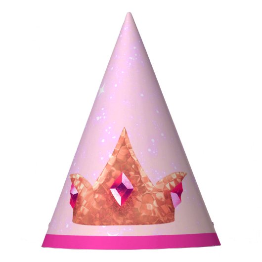 Pink Princess Birthday Party Hat Partyhütchen (Vorderseite)