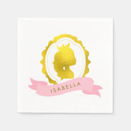 Pink Princess Cameo Birthday Serviette