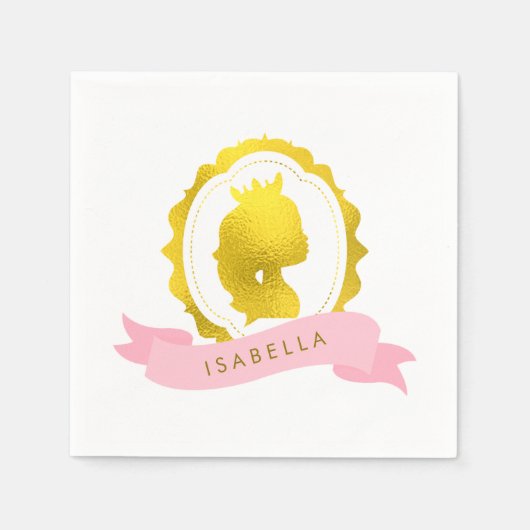 Pink Princess Cameo Birthday Serviette (Vorderseite)