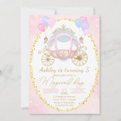 Pink Princess Carriage Girl Birthday Party Einladung (Vorderseite)