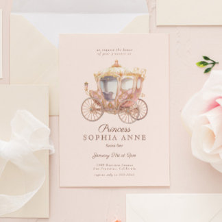 Pink Princess Carriage Mairytale Geburtstagspartei Einladung