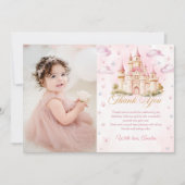 Pink Princess Castle Geburtstag Foto Danke Karte (Vorderseite)