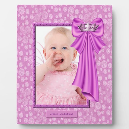 Pink Princess Crown Baby Foto Fotoplatte (Vorderseite)