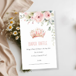 Pink Princess Crown Diaper Raffle Baby Dusche Begleitkarte
