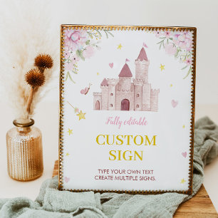 Pink Princess Crown Geburtstag benutzerdefiniertes Poster