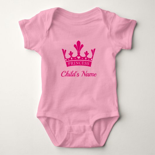 Pink Princess Crown - Kinda Girl Baby Strampler (Vorderseite)