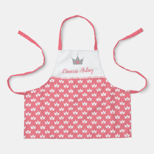 Pink Princess Crown Pattern & Name Schürze