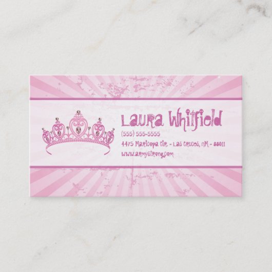 Pink Princess Crown Tiara Jewele Business Card Visitenkarte (Vorderseite)