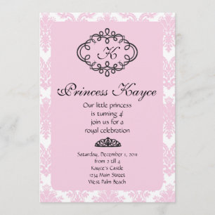Pink Princess Damask Einladung