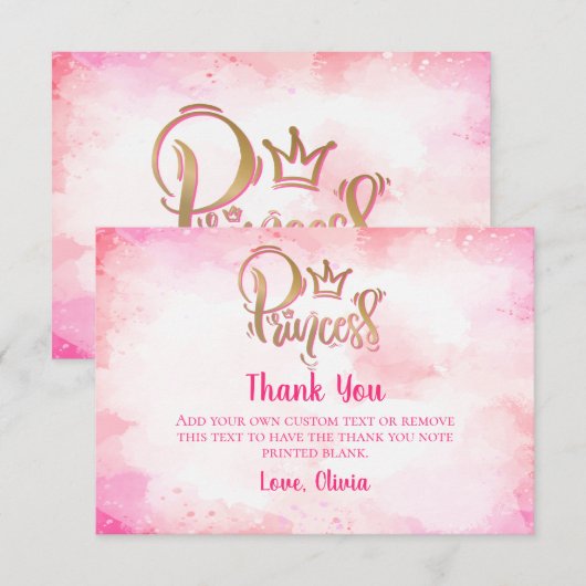 Pink Princess danke Ihnen Karten (Vorne/Hinten)