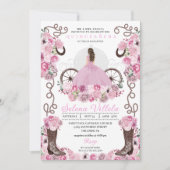 Pink Princess Dress & Boots Quinceañera Einladung (Vorderseite)