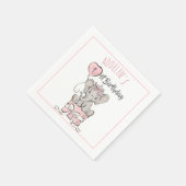 Pink Princess Elephant Child's Birthday Balloon Serviette (Ecke)
