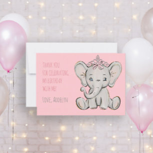 Pink Princess Elephant Geburtstag Vielen Dank Dankeskarte