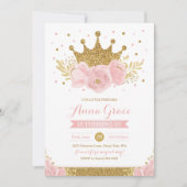 Pink Princess Fairytale Crown Party Einladung (Vorderseite)