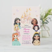 Pink Princess Fairytale Magical Castle Birthday Einladung (Stehend Vorderseite)