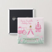 Pink Princess Fantasy Birthday Party Button (Vorne & Hinten)