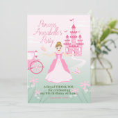 Pink Princess Fantasy Birthday Party Dankeskarte (Stehend Vorderseite)