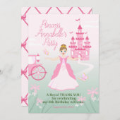 Pink Princess Fantasy Birthday Party Dankeskarte (Vorne/Hinten)