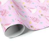 Pink Princess Fantasy Birthday Party Geschenkpapier (Rolleneckpunkt)