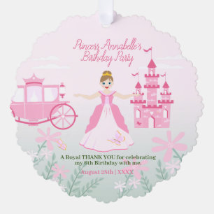 Pink Princess Fantasy Birthday Party Ornament Karte