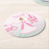 Pink Princess Fantasy Birthday Party Runder Pappuntersetzer (Angewinkelt)