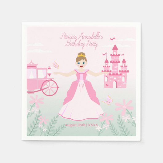 Pink Princess Fantasy Birthday Party Serviette (Vorderseite)
