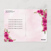 Pink Princess Floral Quinceañera Save the Date Postkarte (Rückseite)