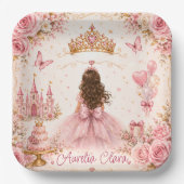 Pink Princess Geburtstag Pappteller (Vorderseite)