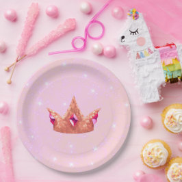 Pink Princess Girl Birthday Paper Plate Pappteller