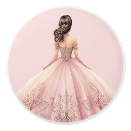 Pink Princess Girl's Girly Ceramic Knob Keramikknauf (Vorderseite)