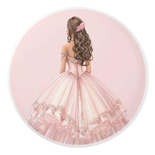 Pink Princess Girl's Girly Ceramic Knob Keramikknauf (Vorderseite)
