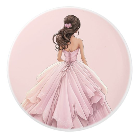 Pink Princess Girl's Girly Ceramic Knob Keramikknauf (Vorderseite)