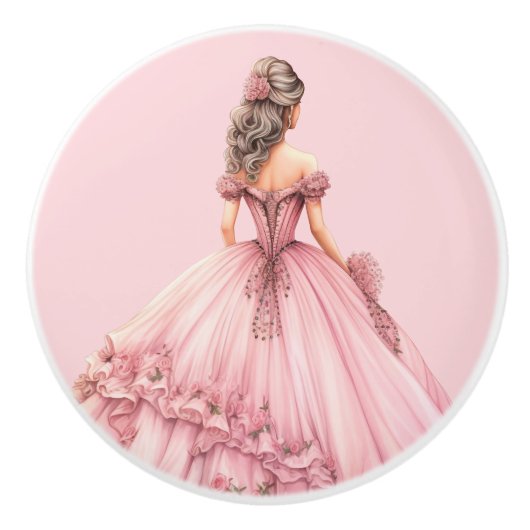 Pink Princess Girl's Girly Ceramic Knob Keramikknauf (Vorderseite)
