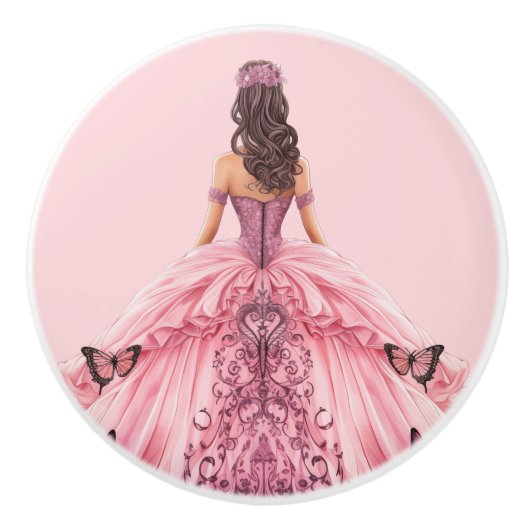 Pink Princess Girl's Girly Ceramic Knob Keramikknauf (Vorderseite)