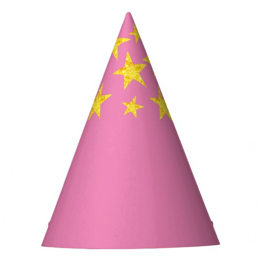 Pink Princess Gold Star Party Hat Partyhütchen (Vorderseite)