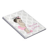 Pink Princess Gray Damask Baby Showroom Gästebuch Notizblock (Rechte Seite)